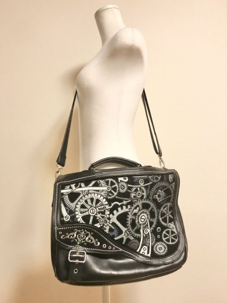 画像1: Restyle/ Steampunk Black Mechanism Messenger Bag (1)
