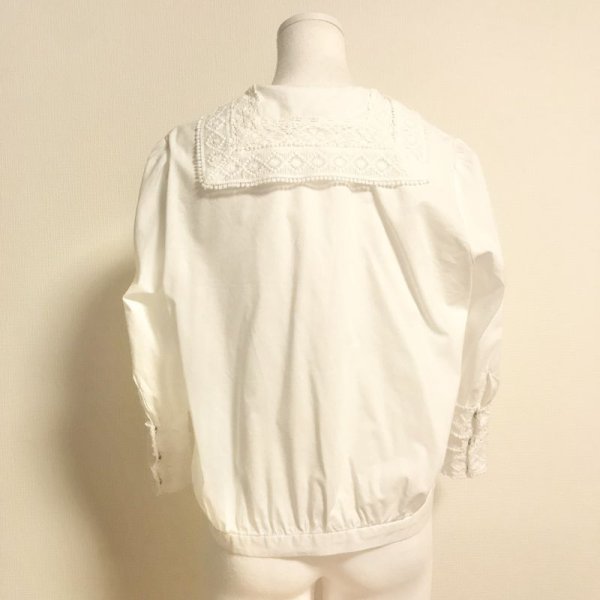 画像3: 【USED】・axes femme セーラーレースブラウス　オフ白 (3)
