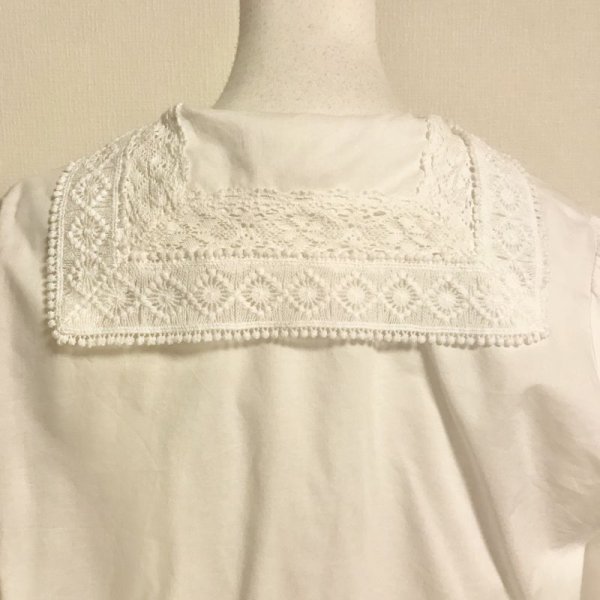 画像7: 【USED】・axes femme セーラーレースブラウス　オフ白 (7)