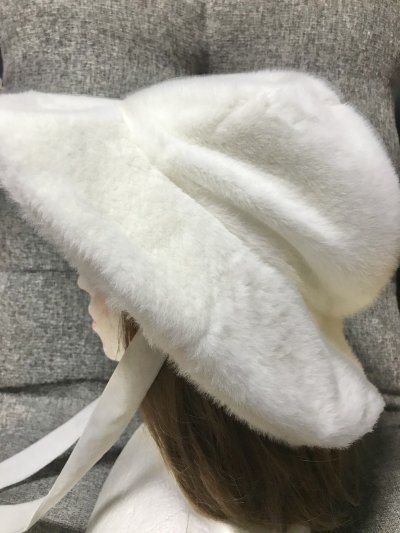 画像1: Candy Stripper/FLUFFY FUR ハット ホワイト