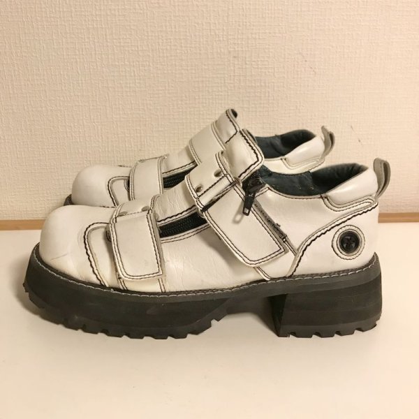 画像1: YOSUKE/2連ベルトジップシューズ　白　23.0cm (1)