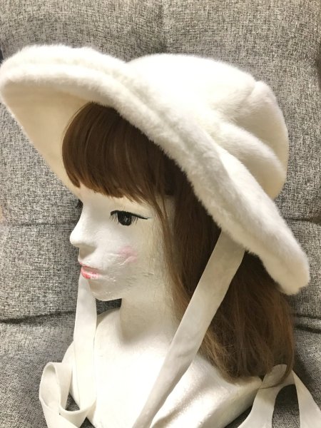 画像2: Candy Stripper/FLUFFY FUR ハット ホワイト (2)
