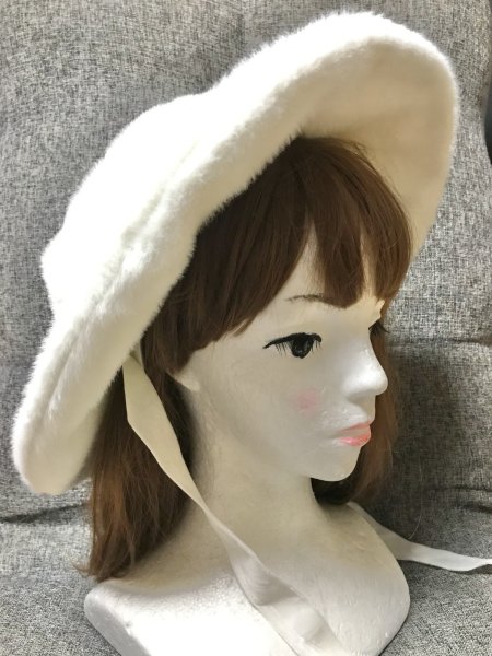 画像4: Candy Stripper/FLUFFY FUR ハット ホワイト (4)