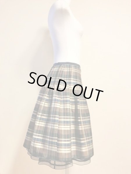 画像7: 【USED】・Lois CRAYON/チェックSK　ブラウン　＋　Jane Marple/コットンオーガンジーテーマエンブロイダリースカート　ネイビー　2点SET (7)