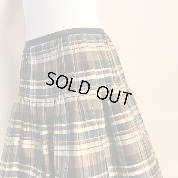 画像9: 【USED】・Lois CRAYON/チェックSK　ブラウン　＋　Jane Marple/コットンオーガンジーテーマエンブロイダリースカート　ネイビー　2点SET (9)