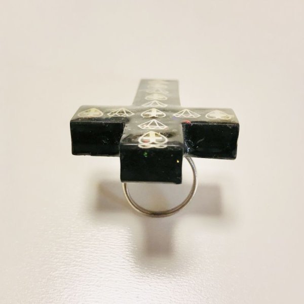 画像3: 【USED】・クリエイターブランド/BIG十字架リング　ブラック　＋　ノーブランド/スパイダー＆コウモリネックレス　2点SET (3)