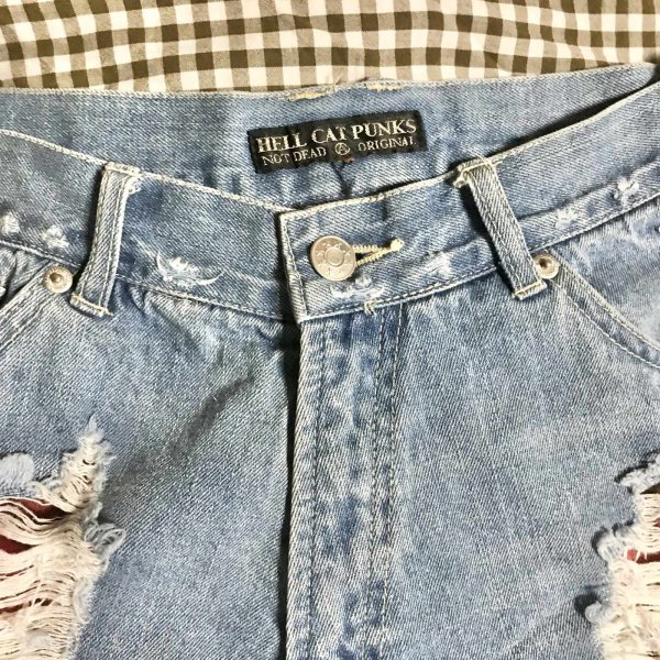 画像4: 【USED】・HELLCATPUNKS/デニムショートパンツ (4)