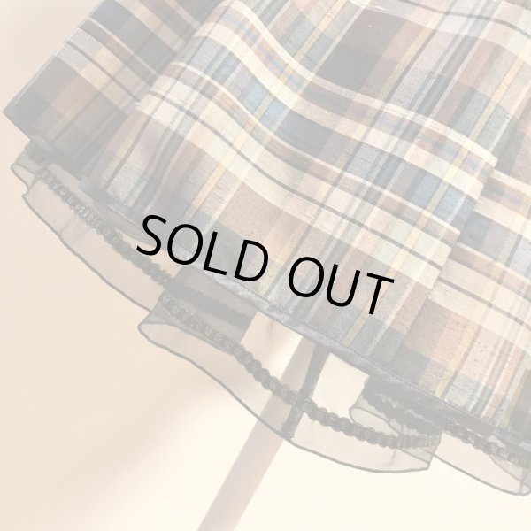 画像10: 【USED】・Lois CRAYON/チェックSK　ブラウン　＋　Jane Marple/コットンオーガンジーテーマエンブロイダリースカート　ネイビー　2点SET (10)