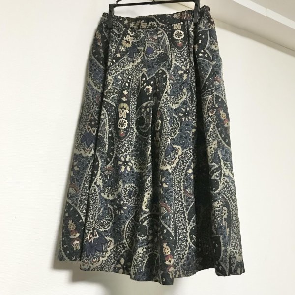 画像1: 【USED】・ペイズリースカート　ネイビー (1)
