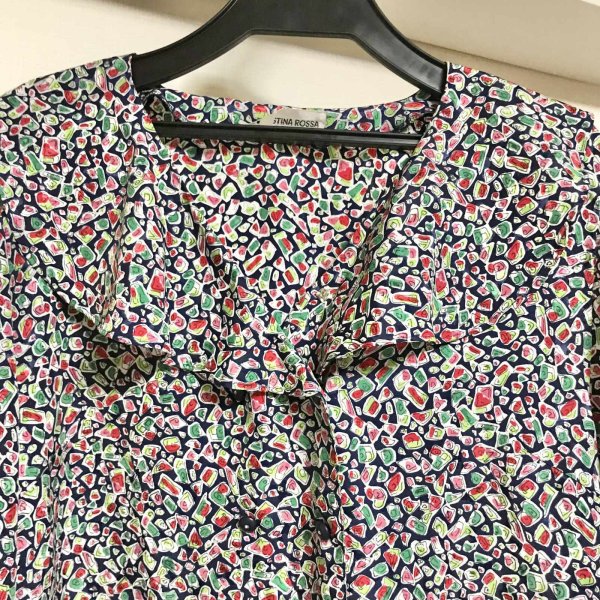 画像2: 【VINTAGE】・宝石ゼリーなブラウス　ネイビー (2)