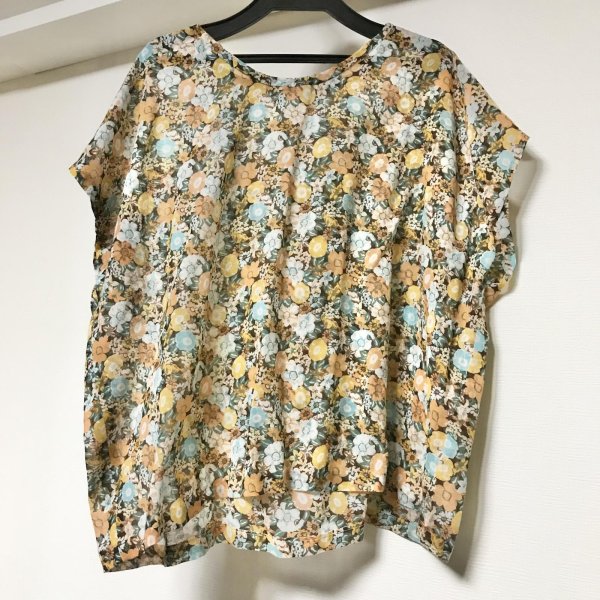 画像1: 【VINTAGE】・フラワースクエアシルエットトップス　オレンジ (1)