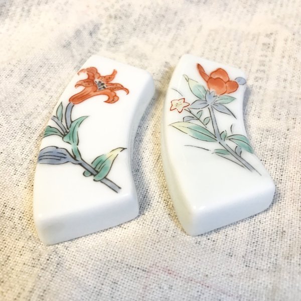 画像2: 【VINTAGE】・お花の扇箸置き (2)