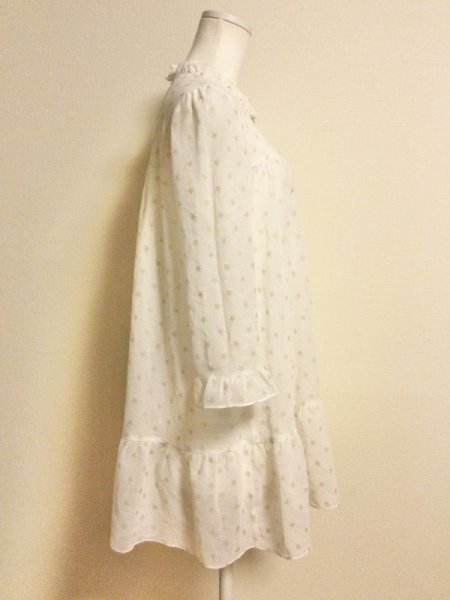 画像2: 【USED】・MILK/starチュニックブラウス　ホワイト×ゴールド (2)