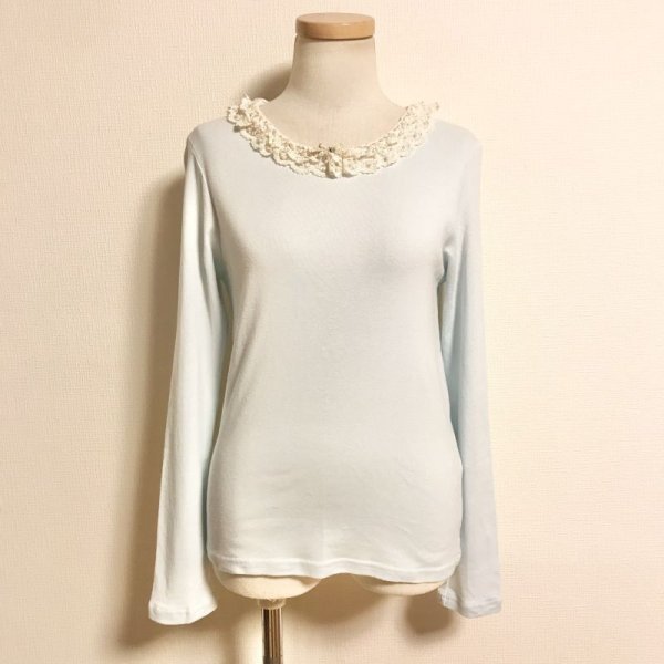 画像1: franche lippee/ビーズレースカットソー　ミント (1)