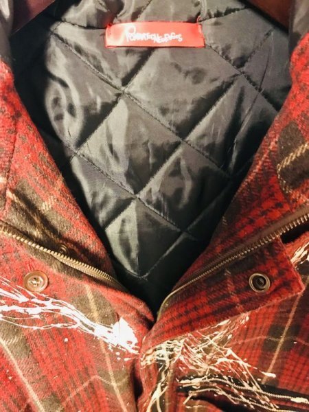 画像10: 【USED】・ROMANTIC NEUROSIS/チェックペイントコート　赤 (10)