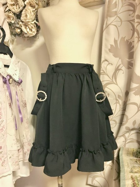 画像6: ※SALE※【USED】・DearMyLove　ストーンバックルサスフリルスカート　ブラック (6)