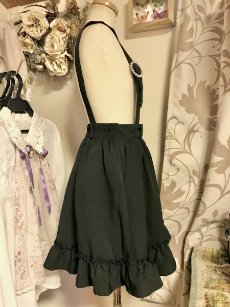 画像2: ※SALE※【USED】・DearMyLove　ストーンバックルサスフリルスカート　ブラック (2)