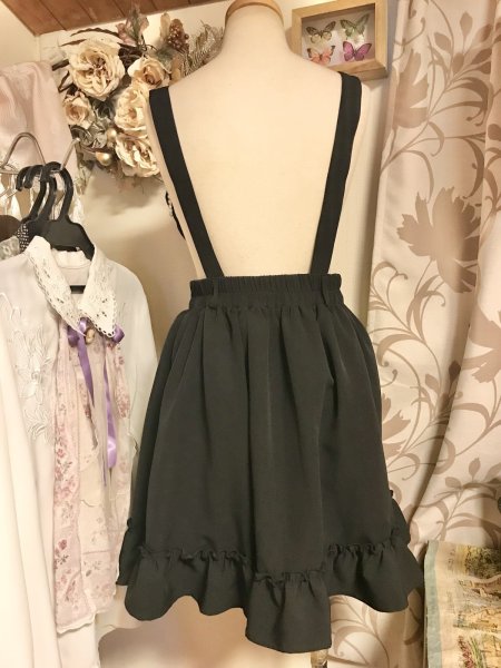 画像3: ※SALE※【USED】・DearMyLove　ストーンバックルサスフリルスカート　ブラック (3)
