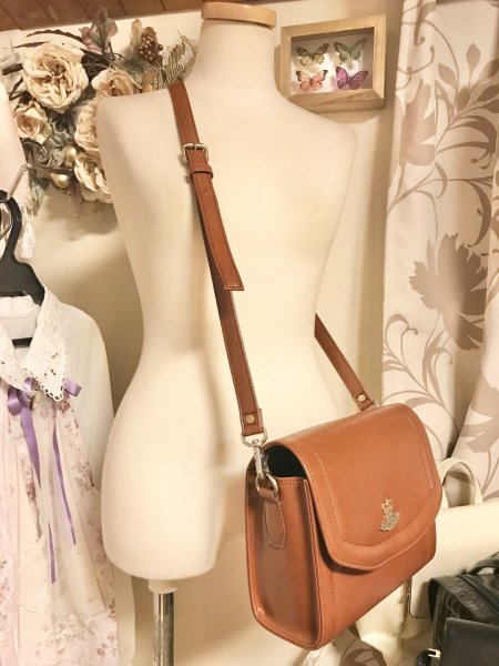 画像1: 【USED】・Angelプレートのミニショルダーバッグ　ブラウン (1)