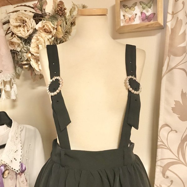 画像4: ※SALE※【USED】・DearMyLove　ストーンバックルサスフリルスカート　ブラック (4)