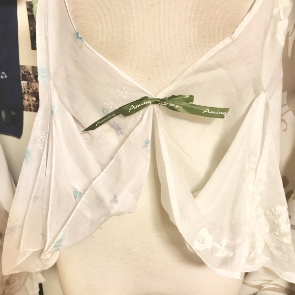 画像7: 【夜の街燈 Street Lamp at Night】・スカーフベビードールホルターキャミ　ホワイト×グリーン (7)