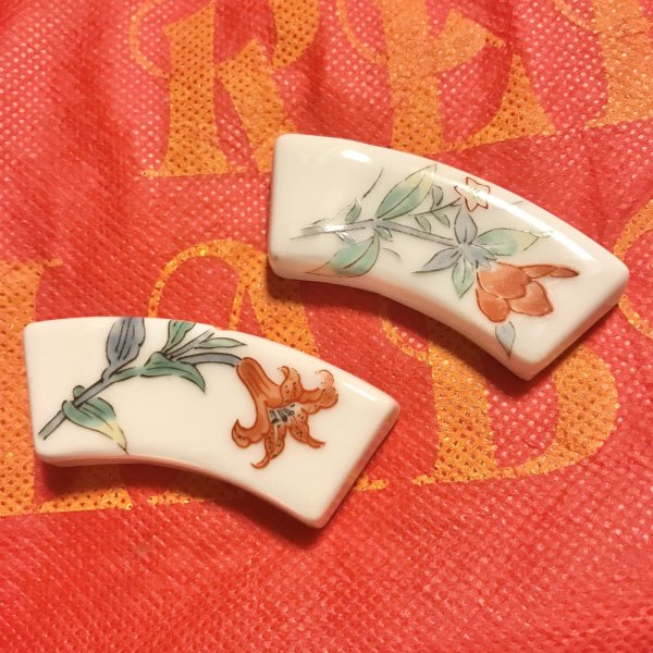 画像5: 【VINTAGE】・お花の扇箸置き (5)
