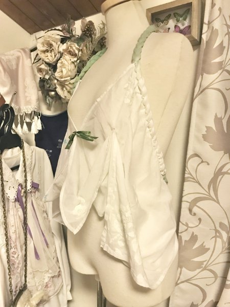 画像6: 【夜の街燈 Street Lamp at Night】・スカーフベビードールホルターキャミ　ホワイト×グリーン (6)