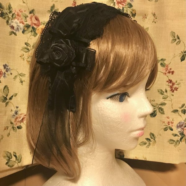 画像1: 【USED】・ヘッドドレス風カチューシャ　ブラック (1)