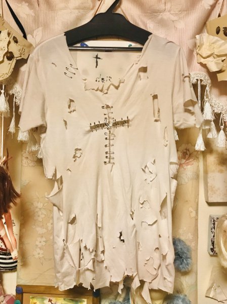 画像17: 【夜の街燈 Street Lamp at Night】・十字架退廃リメイクTシャツ　ver.2 (17)