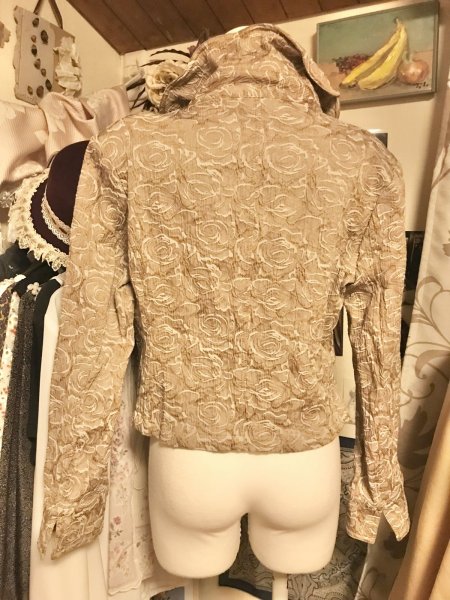 画像3: 【VINTAGE】・襟変形薔薇柄ジャケット　ブラウン (3)