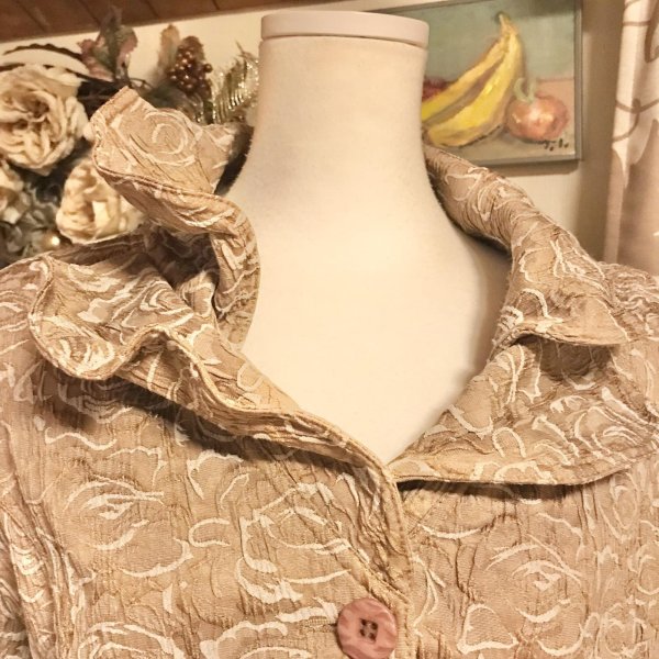 画像8: 【VINTAGE】・襟変形薔薇柄ジャケット　ブラウン (8)