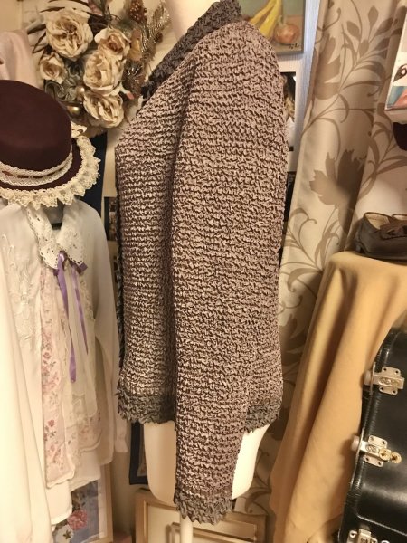 画像2: 【VINTAGE】・ポップコーン風生地のジャケット　ブラウン (2)