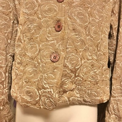 画像2: 【VINTAGE】・襟変形薔薇柄ジャケット　ブラウン