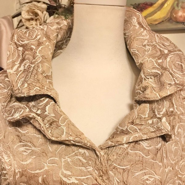 画像5: 【VINTAGE】・襟変形薔薇柄ジャケット　ブラウン (5)