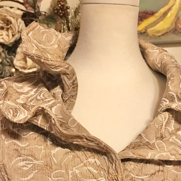 画像9: 【VINTAGE】・襟変形薔薇柄ジャケット　ブラウン (9)