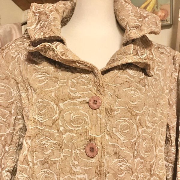 画像4: 【VINTAGE】・襟変形薔薇柄ジャケット　ブラウン (4)