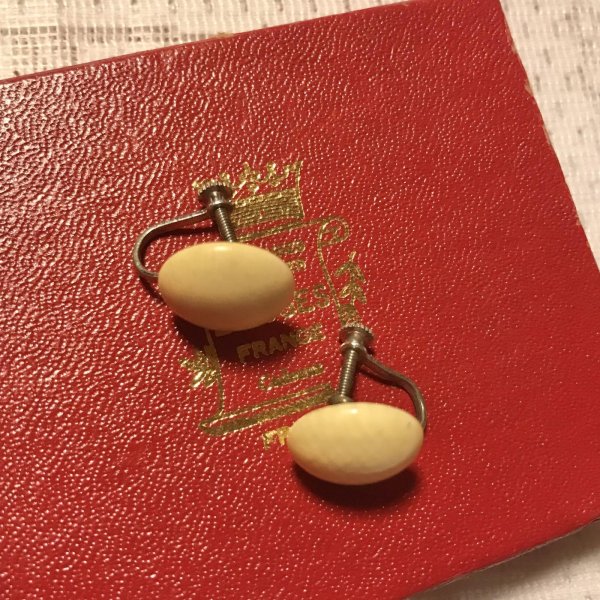 画像1: 【VINTAGE】・Rondイヤリング　クリーム (1)