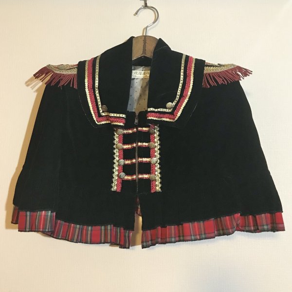 画像1: 【USED】・危機裸裸商店/ナポレオンケープ　ブラック×レッドチェック (1)