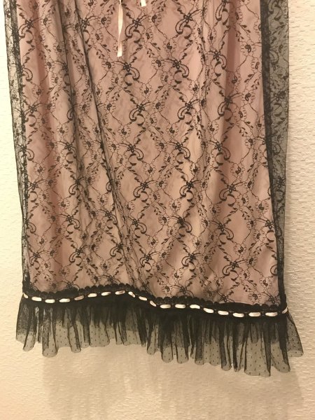 画像4: 【USED】・Le salon d’Y. 黒レースワンピース 黒×ピンク (4)