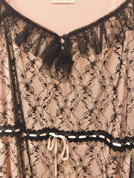 画像5: 【USED】・Le salon d’Y. 黒レースワンピース 黒×ピンク (5)