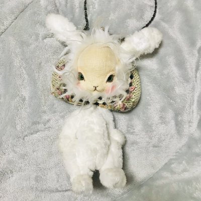 画像1: 【USED】・福寿ドール　うさぎドールがま口ミニバッグ